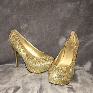 Gold Sequin Heels